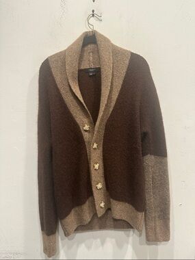 TWENTY MONTREAL two tone Mohair Sweater Cardigan brown grandpa core small